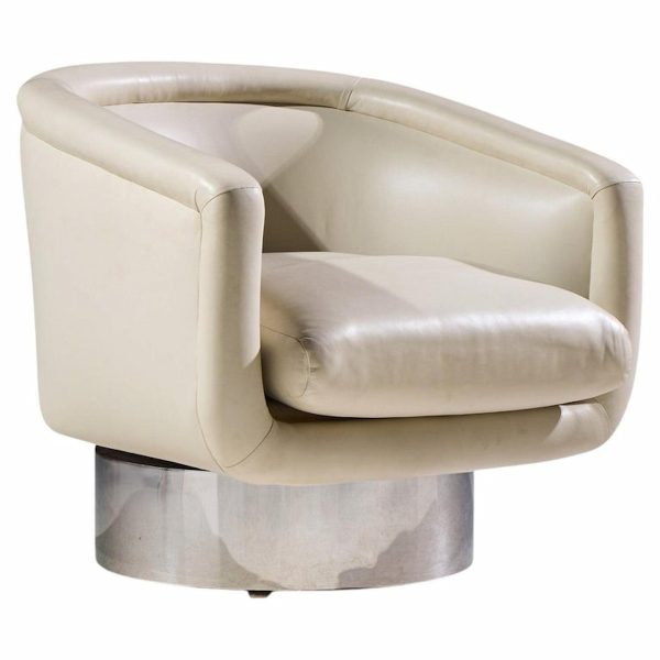 leon rosen for pace mid century chrome swivel lounge chair