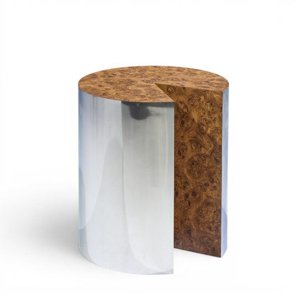 leon rosen for pace style mid century pac-man chrome drum table