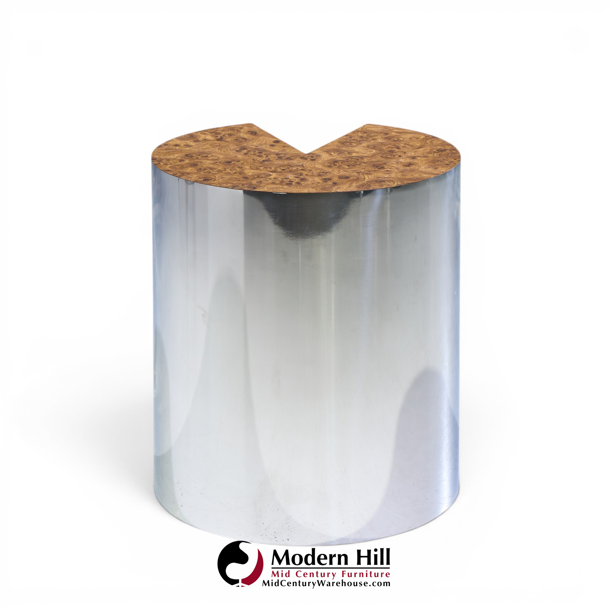 leon rosen for pace style mid century pac-man chrome drum table