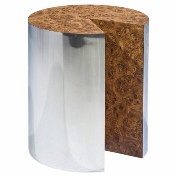leon rosen for pace style mid century pac-man chrome drum table