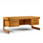 lou hodges mid century oak cantilever executive desk