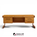 lou hodges mid century oak cantilever executive desk