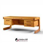 lou hodges mid century oak cantilever executive desk