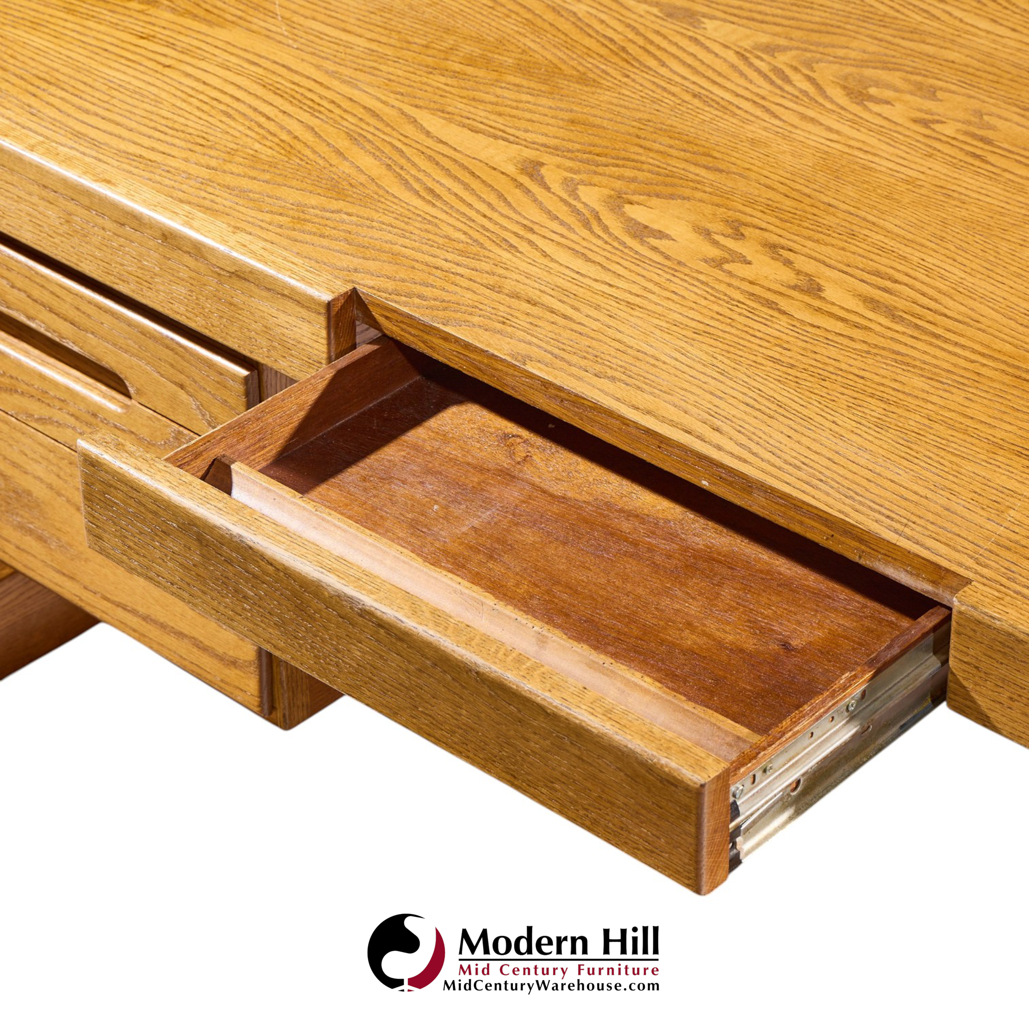 lou hodges mid century oak cantilever executive desk