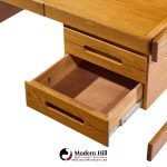 lou hodges mid century oak cantilever executive desk