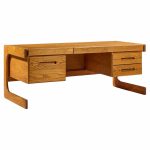 lou hodges mid century oak cantilever executive desk