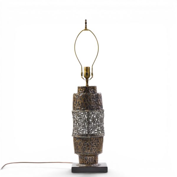 marcello fantoni mid century brutalist copper table lamp