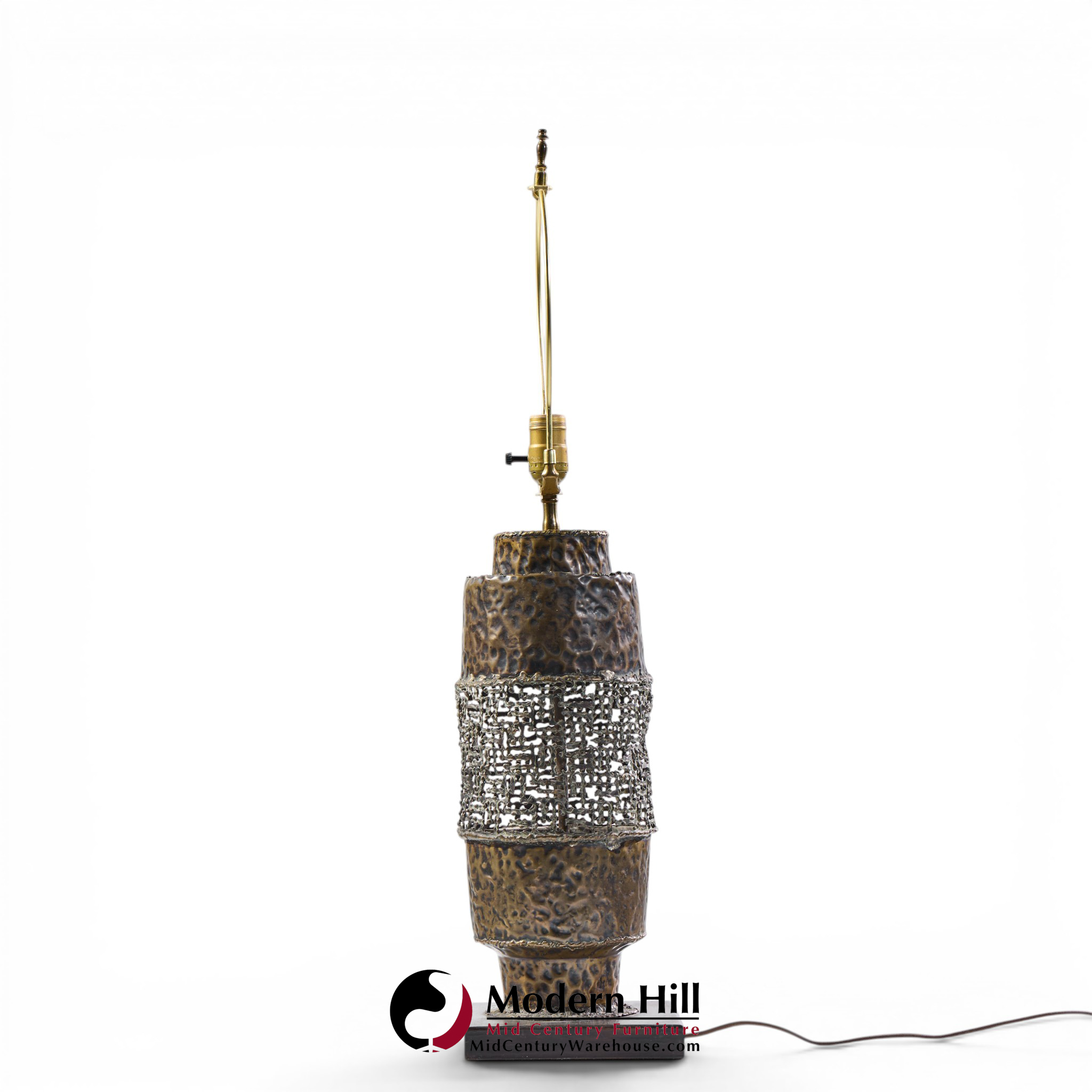 marcello fantoni mid century brutalist copper table lamp