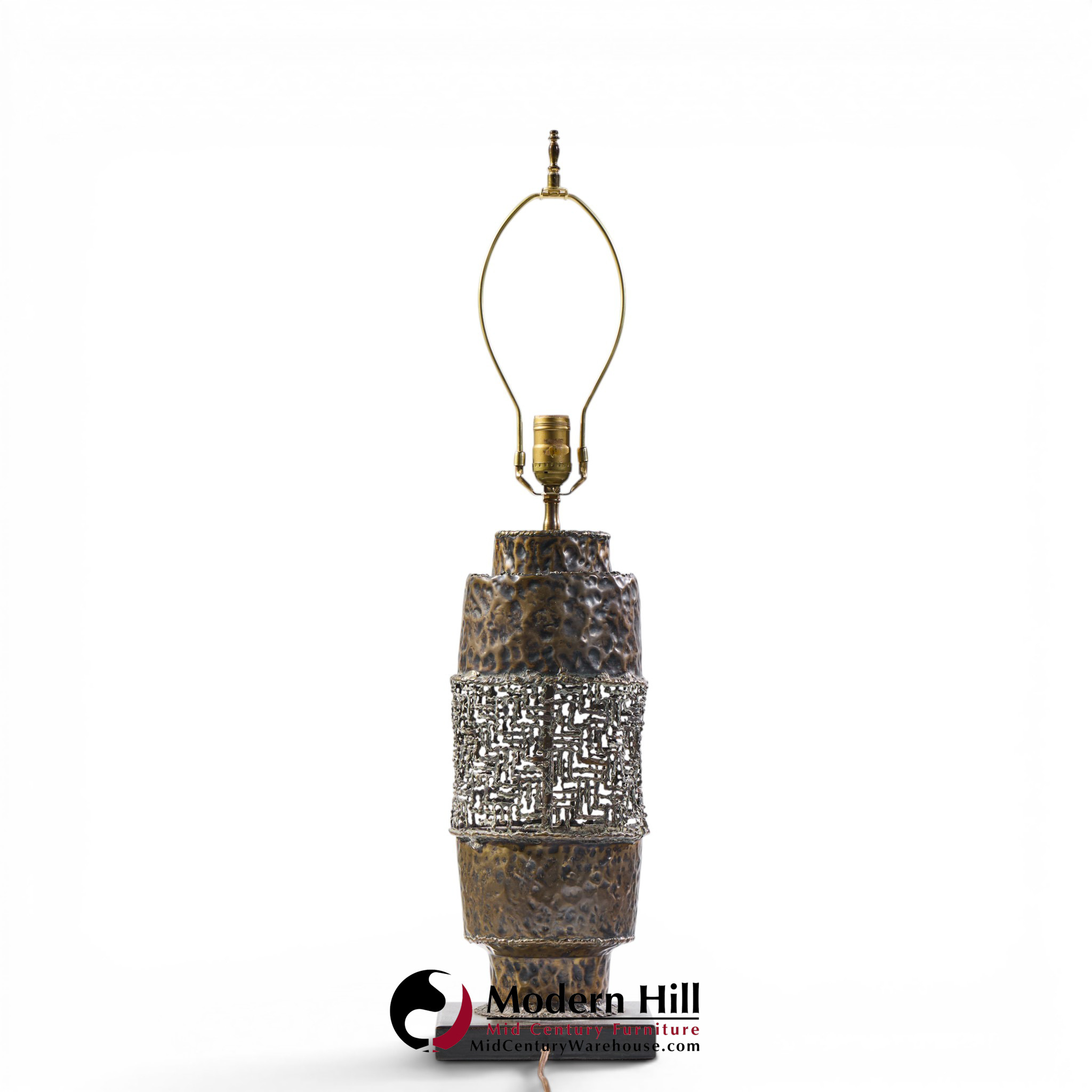 marcello fantoni mid century brutalist copper table lamp