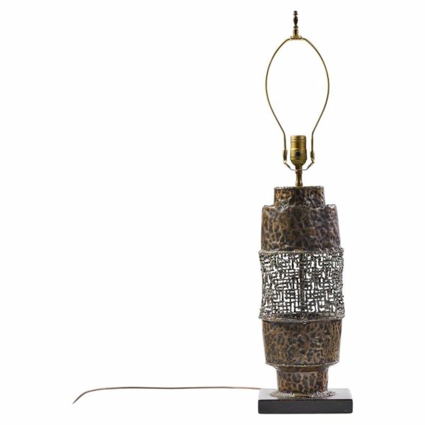 marcello fantoni mid century brutalist copper table lamp