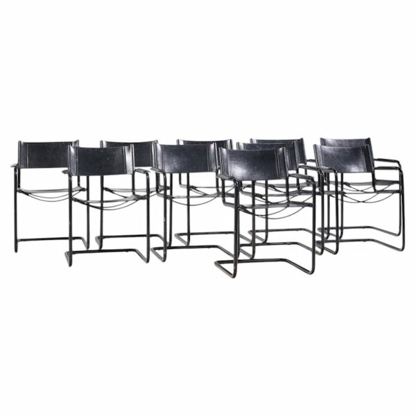 matteo grassi "mg" mid century italian leather dining chairs - set of 10
