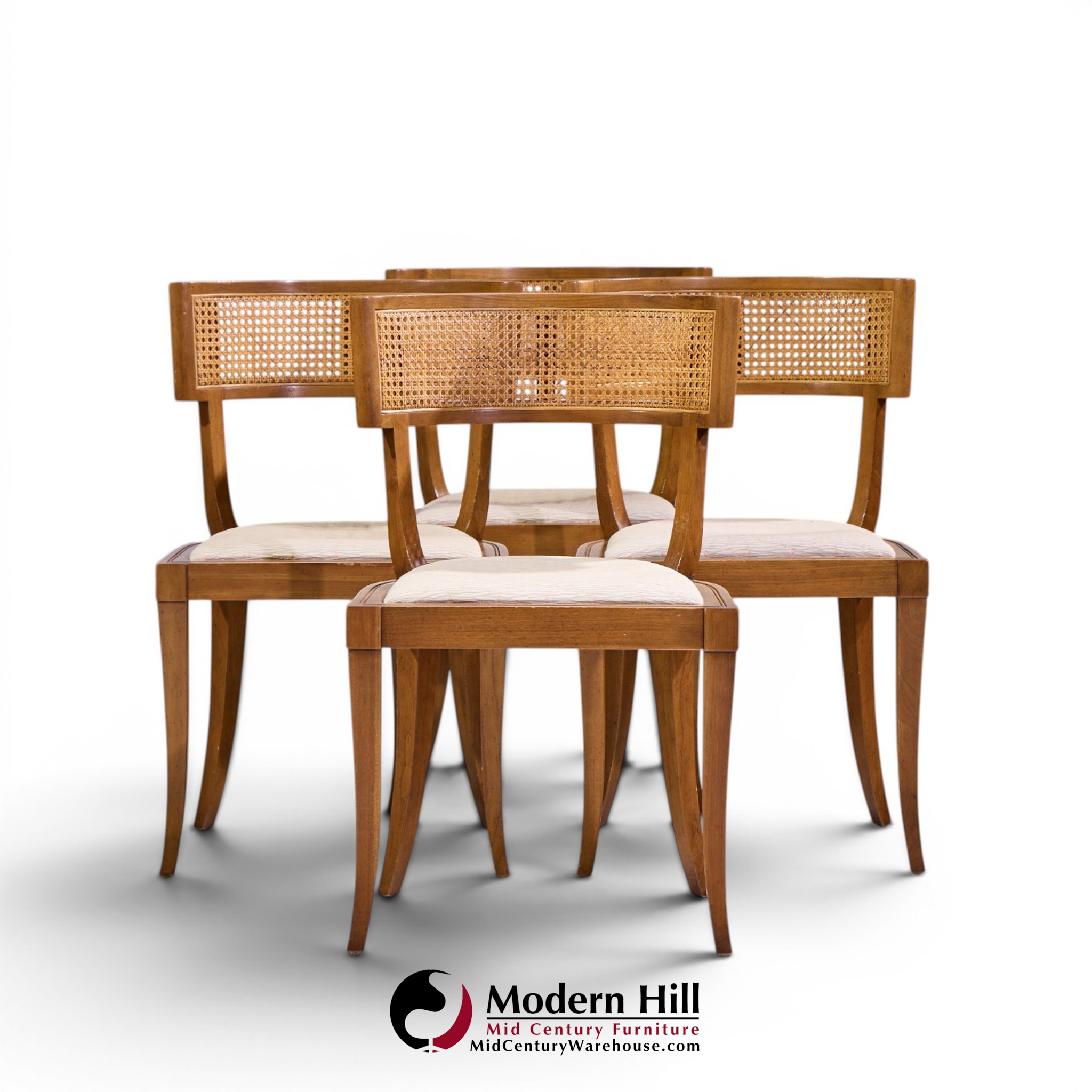 michael taylor for baker klismos mid century cane dining chairs - set of 4