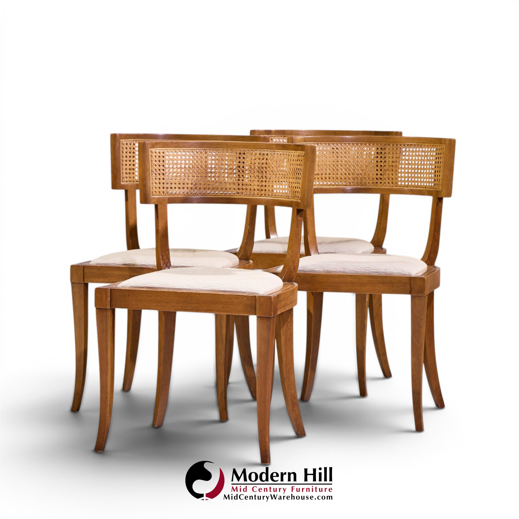 michael taylor for baker klismos mid century cane dining chairs - set of 4