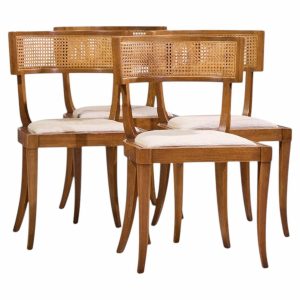 michael taylor for baker klismos mid century cane dining chairs - set of 4
