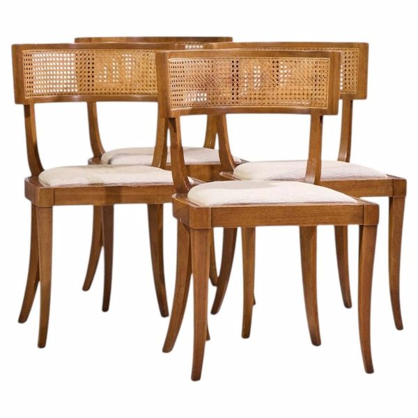 michael taylor for baker klismos mid century cane dining chairs - set of 4