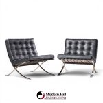 mies van der rohe for knoll mid century barcelona mid century lounge chairs - pair