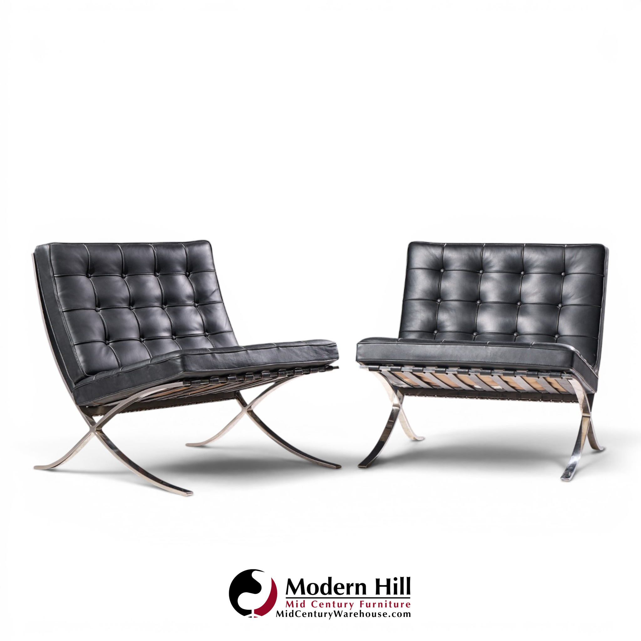 mies van der rohe for knoll mid century barcelona mid century lounge chairs - pair