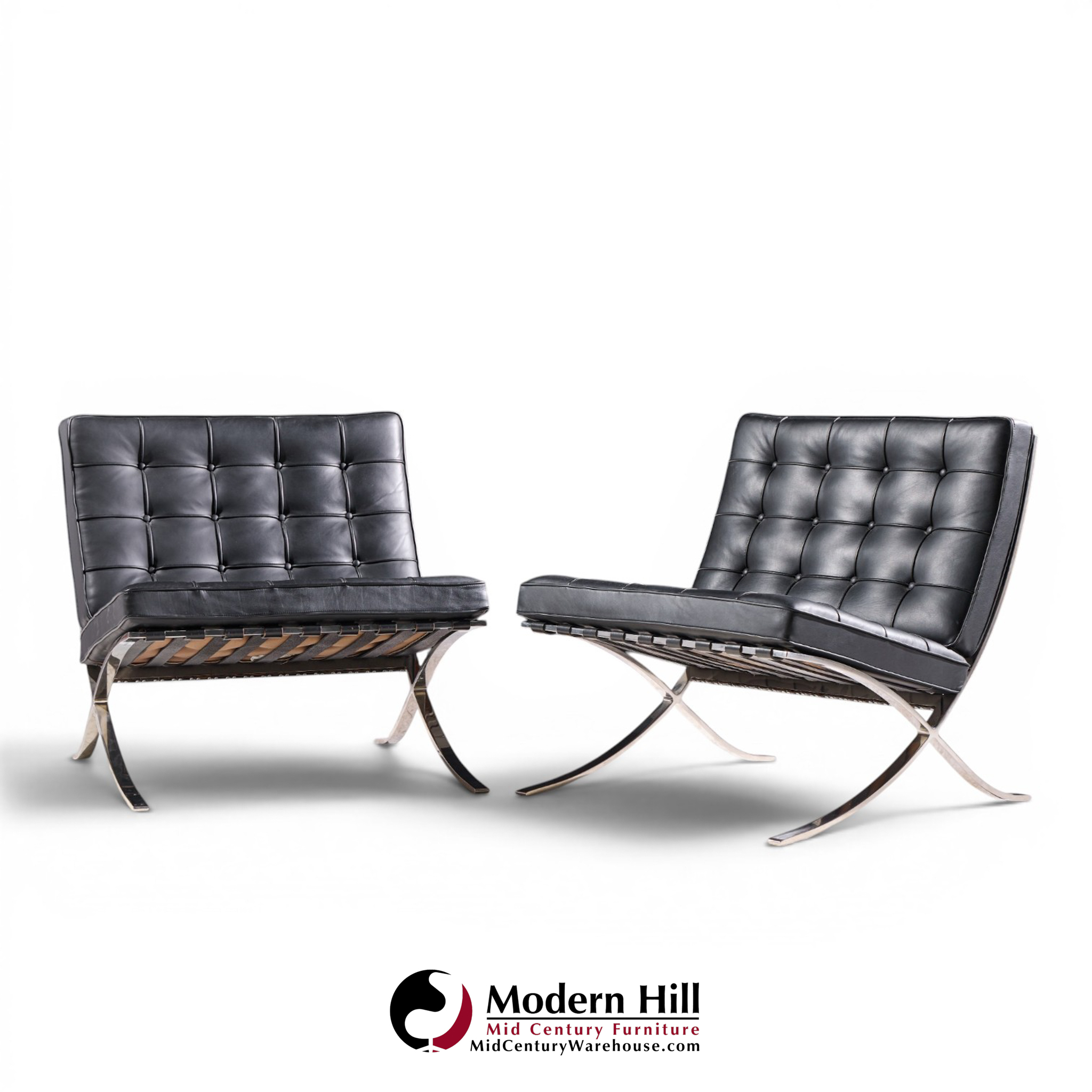 mies van der rohe for knoll mid century barcelona mid century lounge chairs - pair