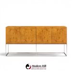 milo baughman for thayer coggin mid century burlwood and chrome credenza