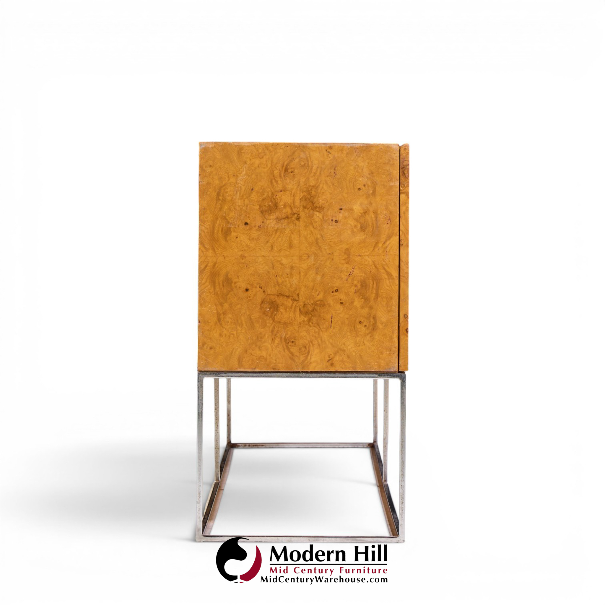 milo baughman for thayer coggin mid century burlwood and chrome credenza