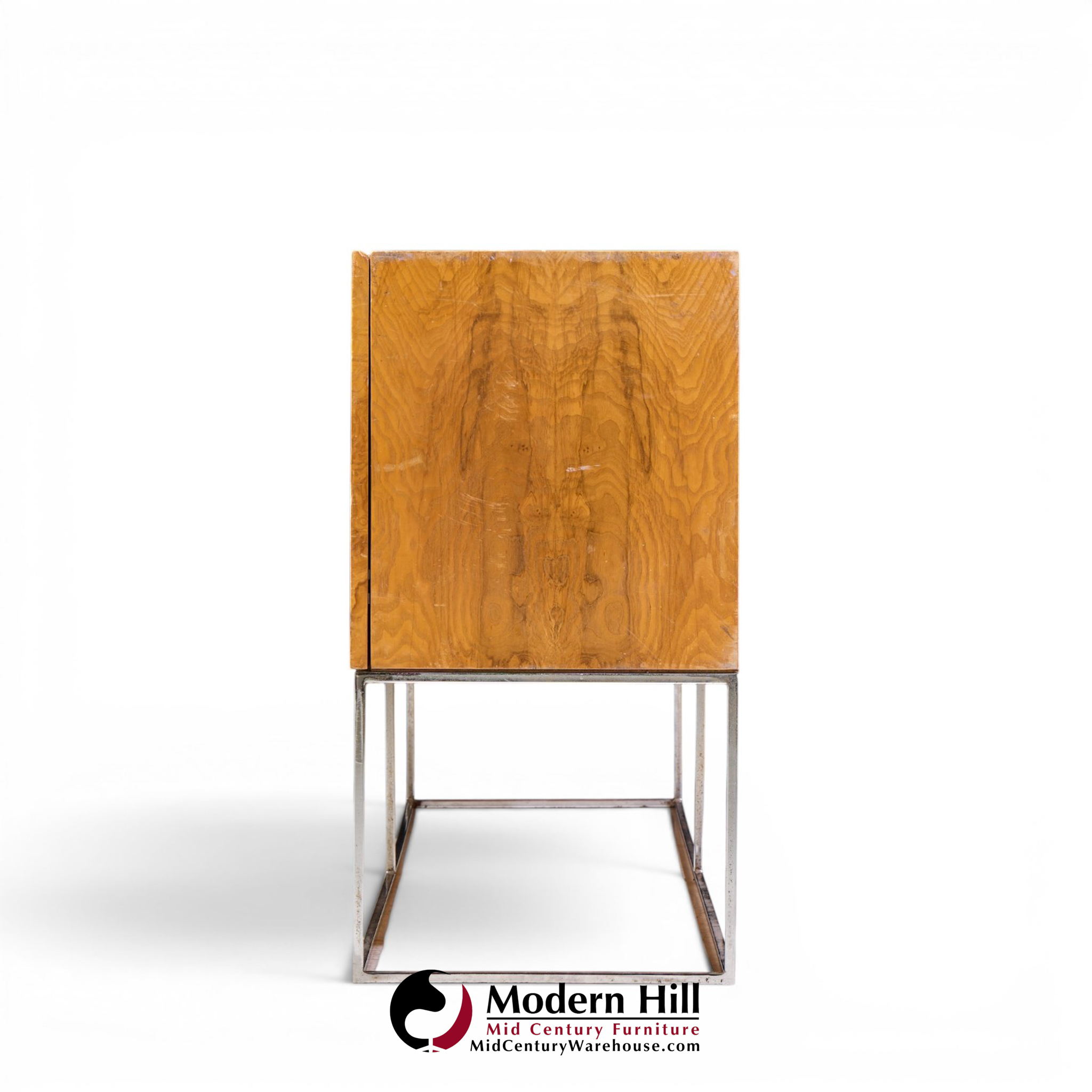milo baughman for thayer coggin mid century burlwood and chrome credenza