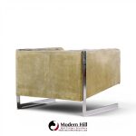 milo baughman for thayer coggin mid century cantilever steel tufted lounge chairs - pair