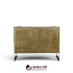 milo baughman for thayer coggin mid century cantilever steel tufted lounge chairs - pair