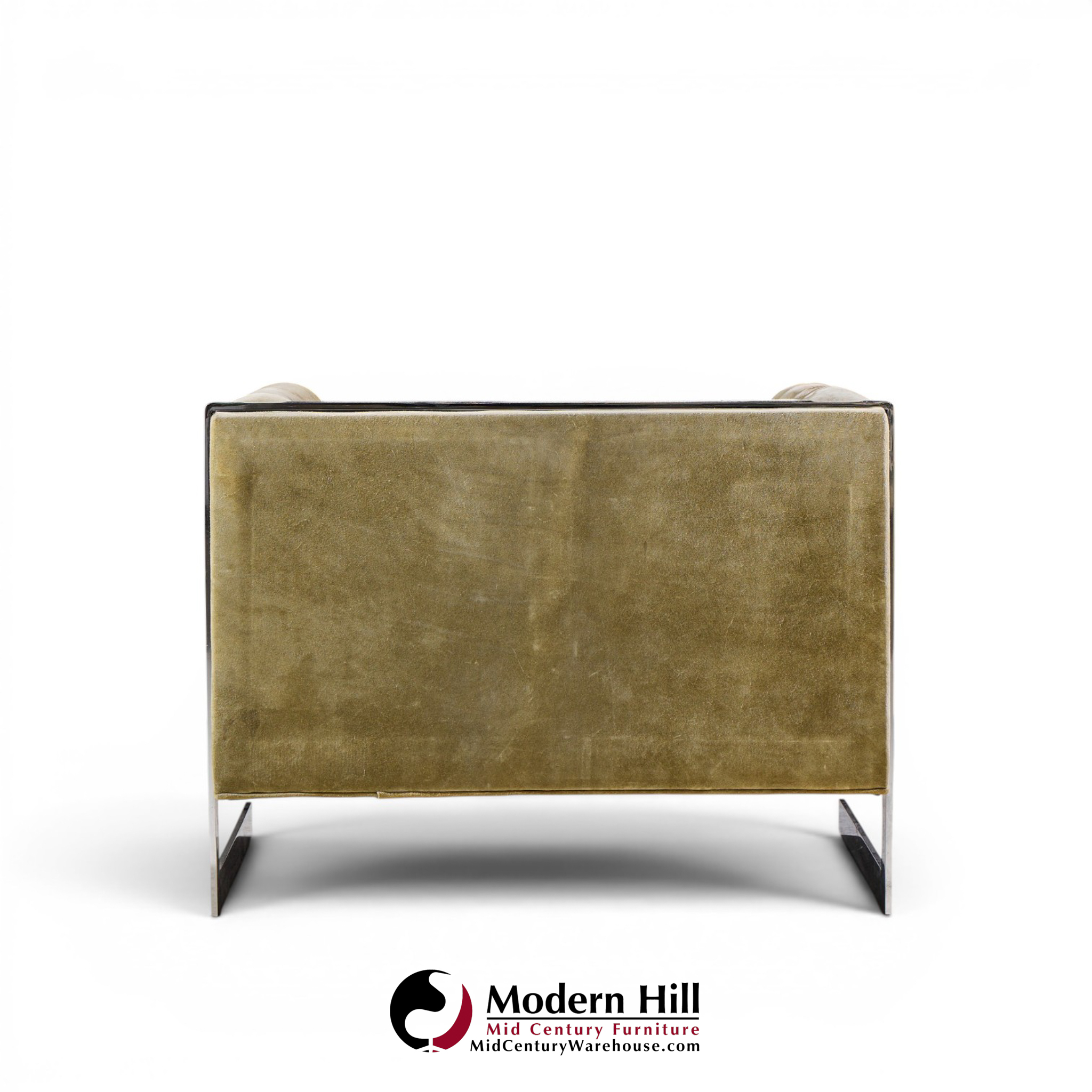 milo baughman for thayer coggin mid century cantilever steel tufted lounge chairs - pair