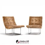 milo baughman for thayer coggin mid century thin line scoop chairs - pair