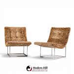 milo baughman for thayer coggin mid century thin line scoop chairs - pair