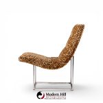 milo baughman for thayer coggin mid century thin line scoop chairs - pair