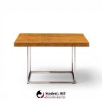 milo baughman for thayer coggin style mid century burlwood and chrome side tables - pair