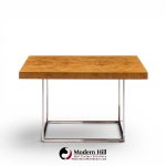 milo baughman for thayer coggin style mid century burlwood and chrome side tables - pair