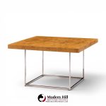 milo baughman for thayer coggin style mid century burlwood and chrome side tables - pair