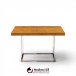 milo baughman for thayer coggin style mid century burlwood and chrome side tables - pair