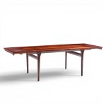 niels moller mid century danish rosewood hidden leaf expanding dining table with 2 leaves