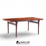 niels moller mid century danish rosewood hidden leaf expanding dining table with 2 leaves