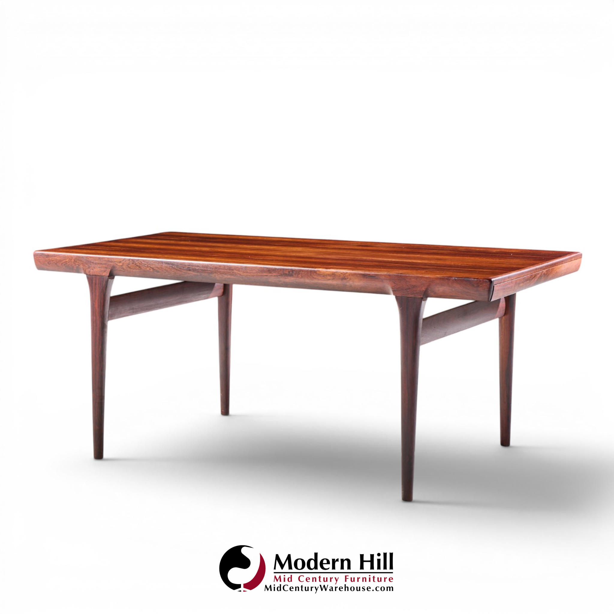 niels moller mid century danish rosewood hidden leaf expanding dining table with 2 leaves
