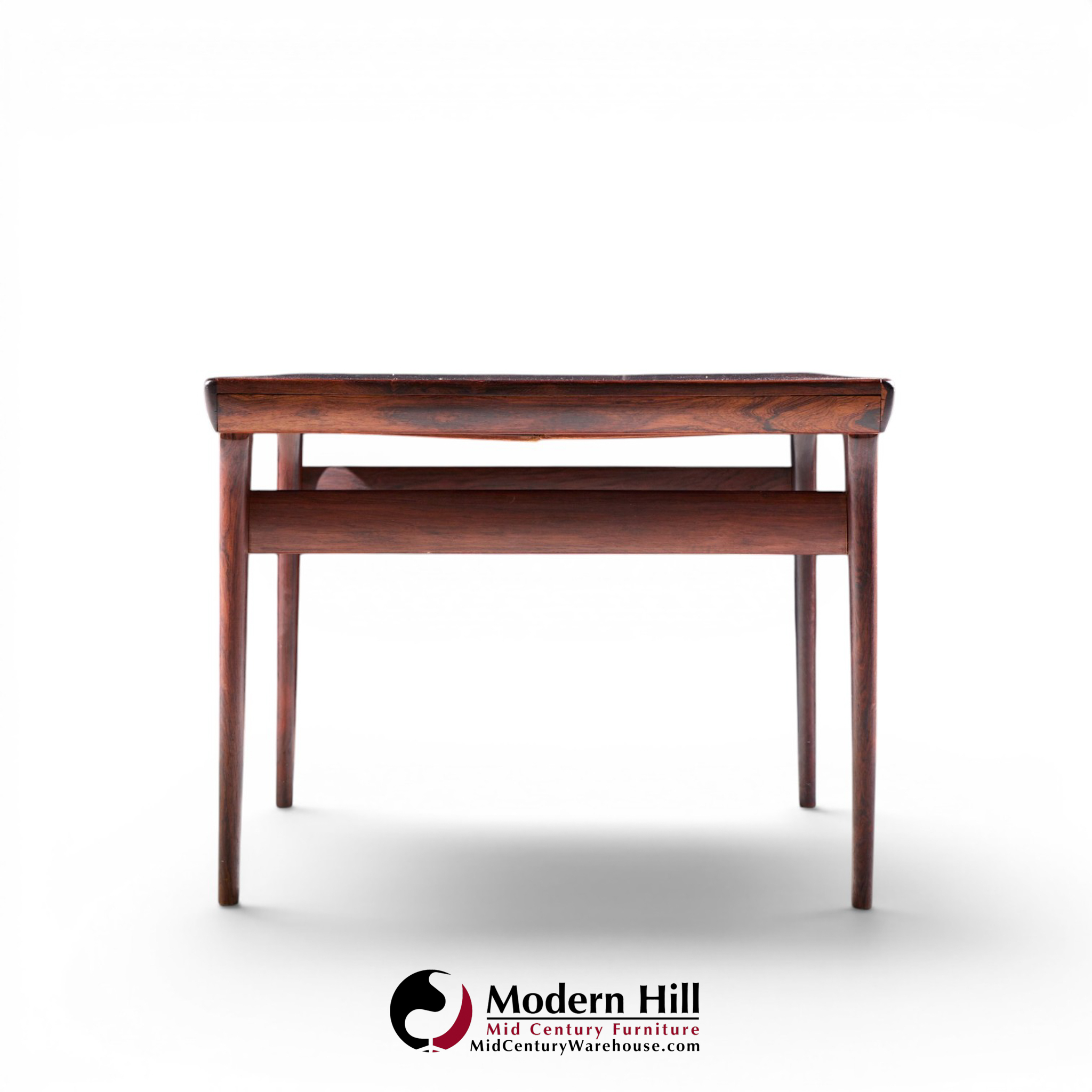 niels moller mid century danish rosewood hidden leaf expanding dining table with 2 leaves
