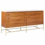 paul mccobb for calvin irwin collection mid century mahogany, brass and travertine double dresser