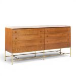 paul mccobb for calvin irwin collection mid century mahogany, brass and travertine double dresser