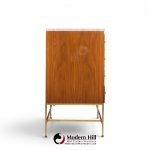 paul mccobb for calvin irwin collection mid century mahogany, brass and travertine double dresser