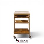 paul mccobb for calvin irwin collection mid century travertine, brass and mahogany bar cart