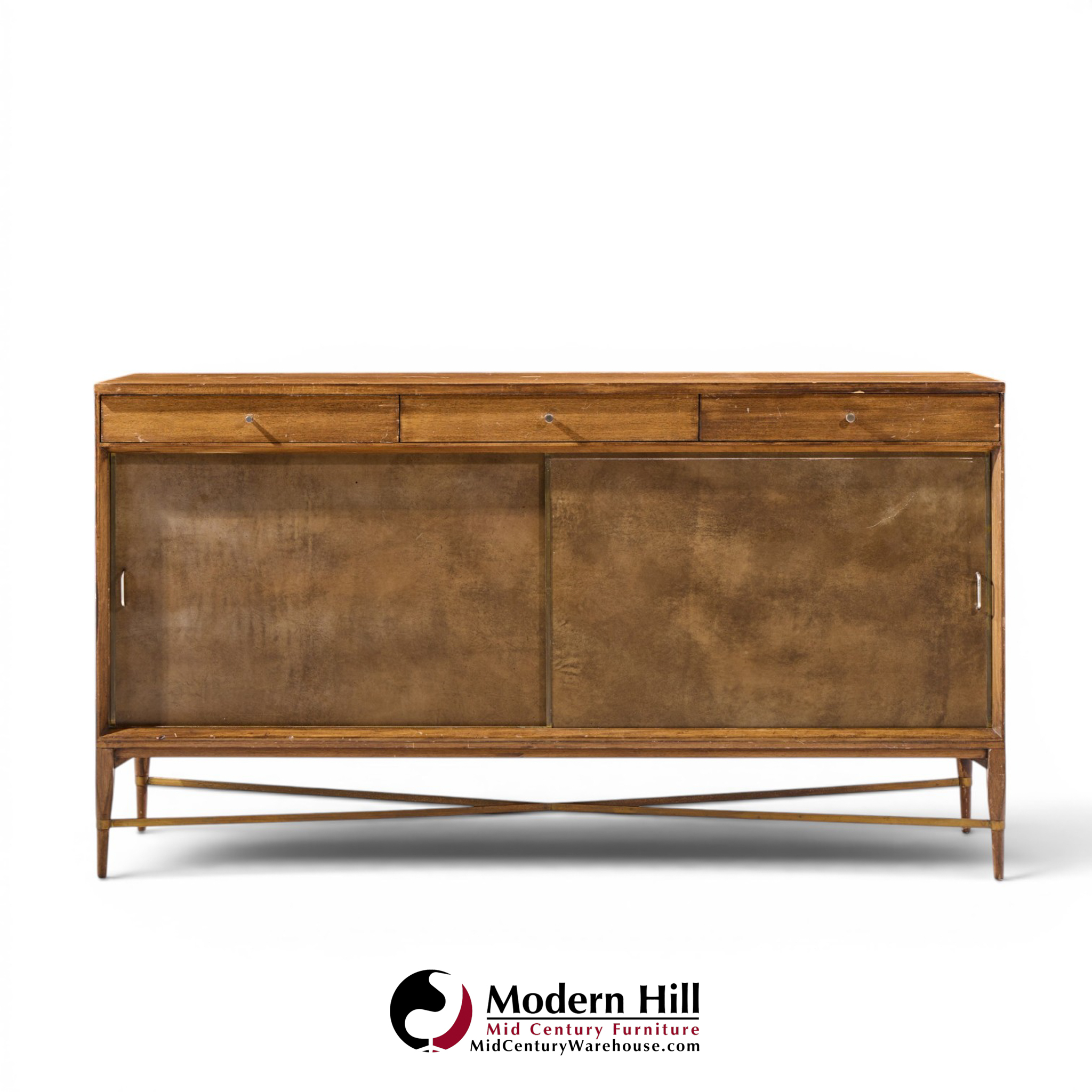 paul mccobb for calvin mid century mahogany and brass credenza