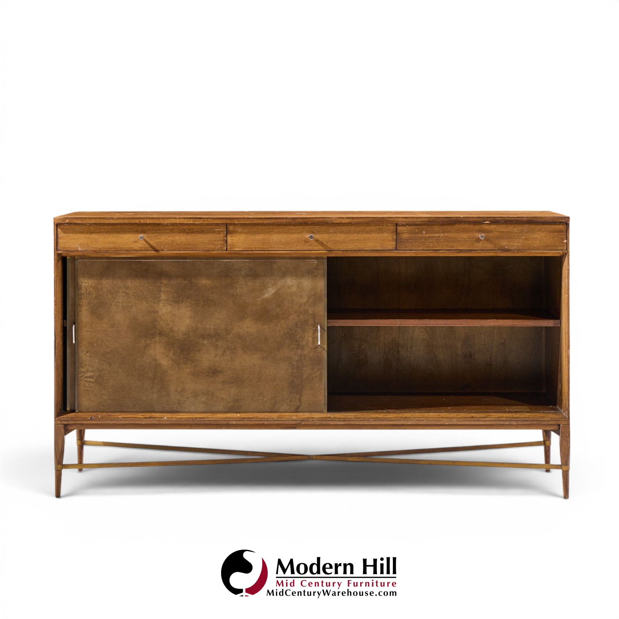 paul mccobb for calvin mid century mahogany and brass credenza