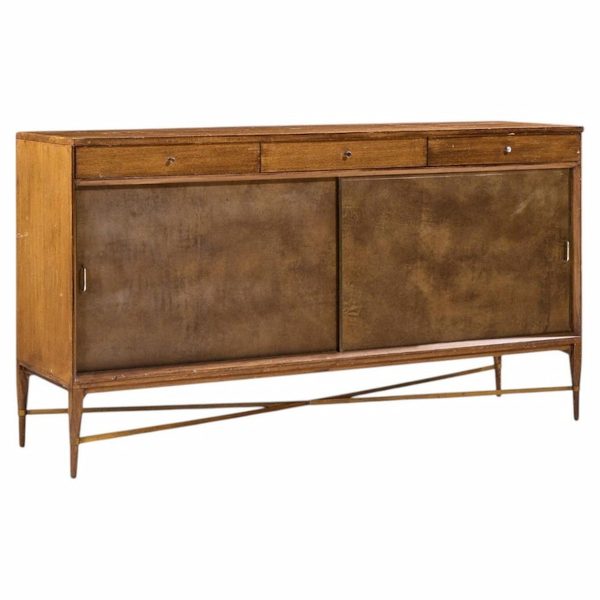 paul mccobb for calvin mid century mahogany and brass credenza