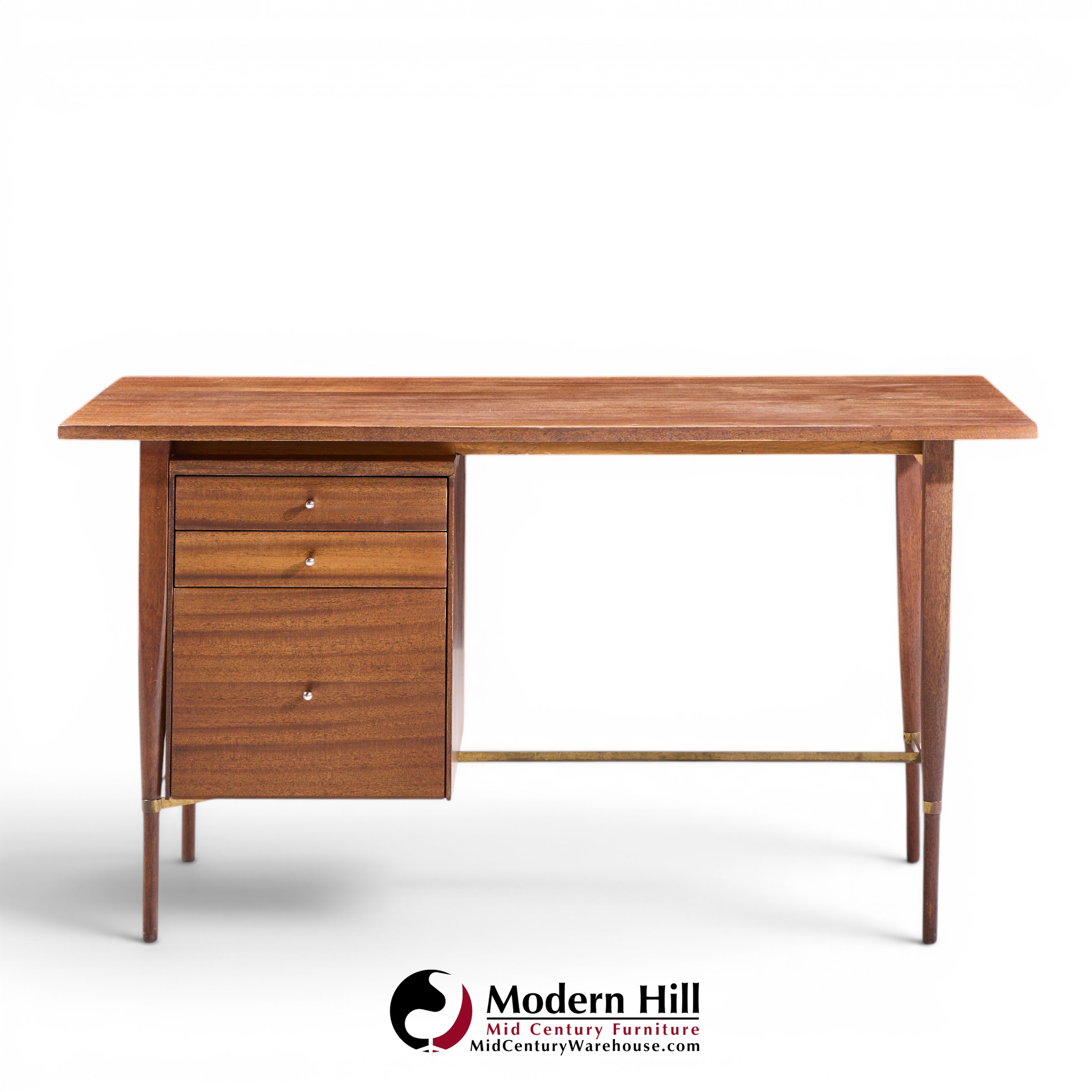 paul mccobb for calvin mid century mahogany and brass desk