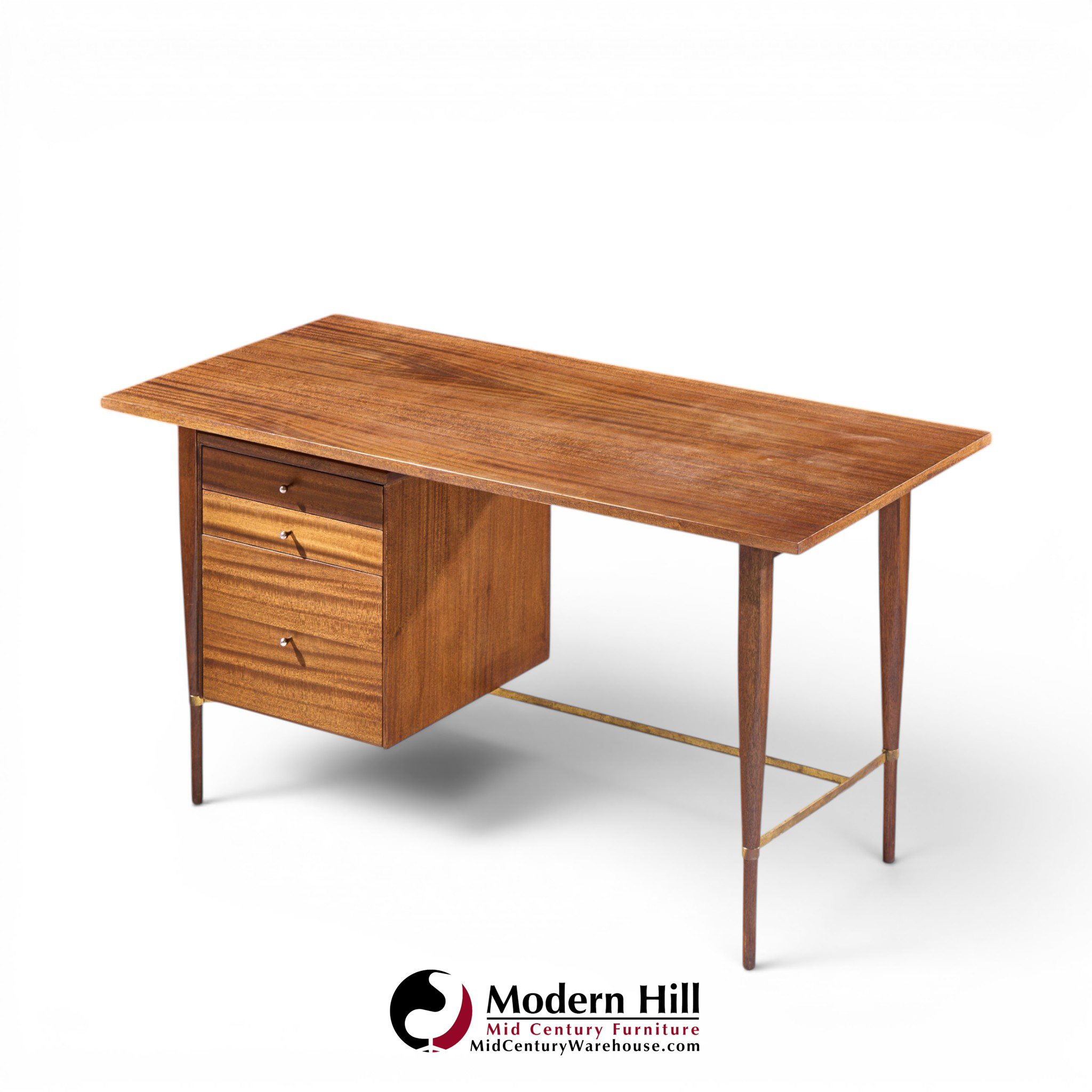 paul mccobb for calvin mid century mahogany and brass desk