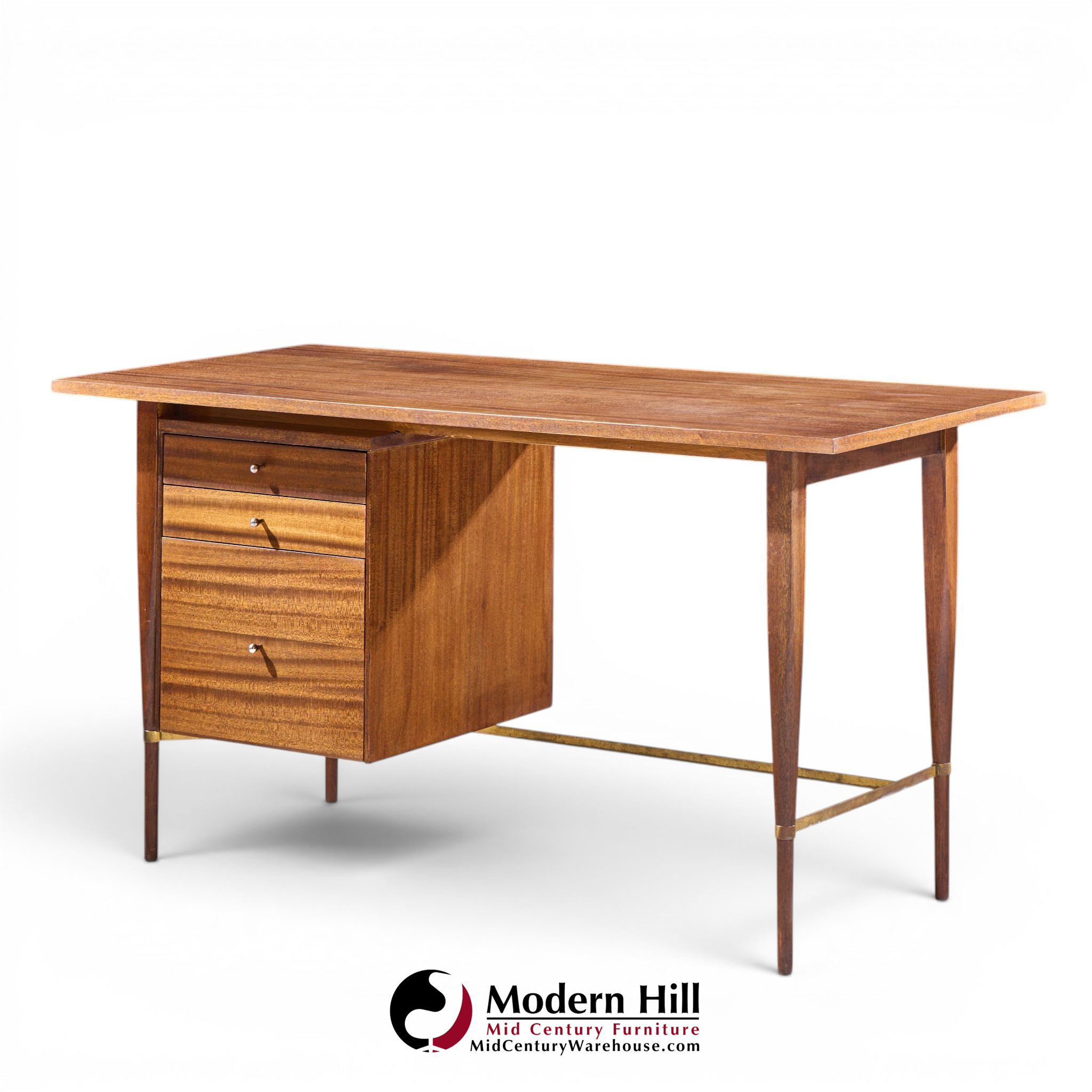 paul mccobb for calvin mid century mahogany and brass desk