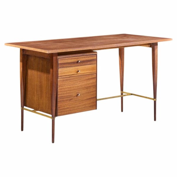 paul mccobb for calvin mid century mahogany and brass desk